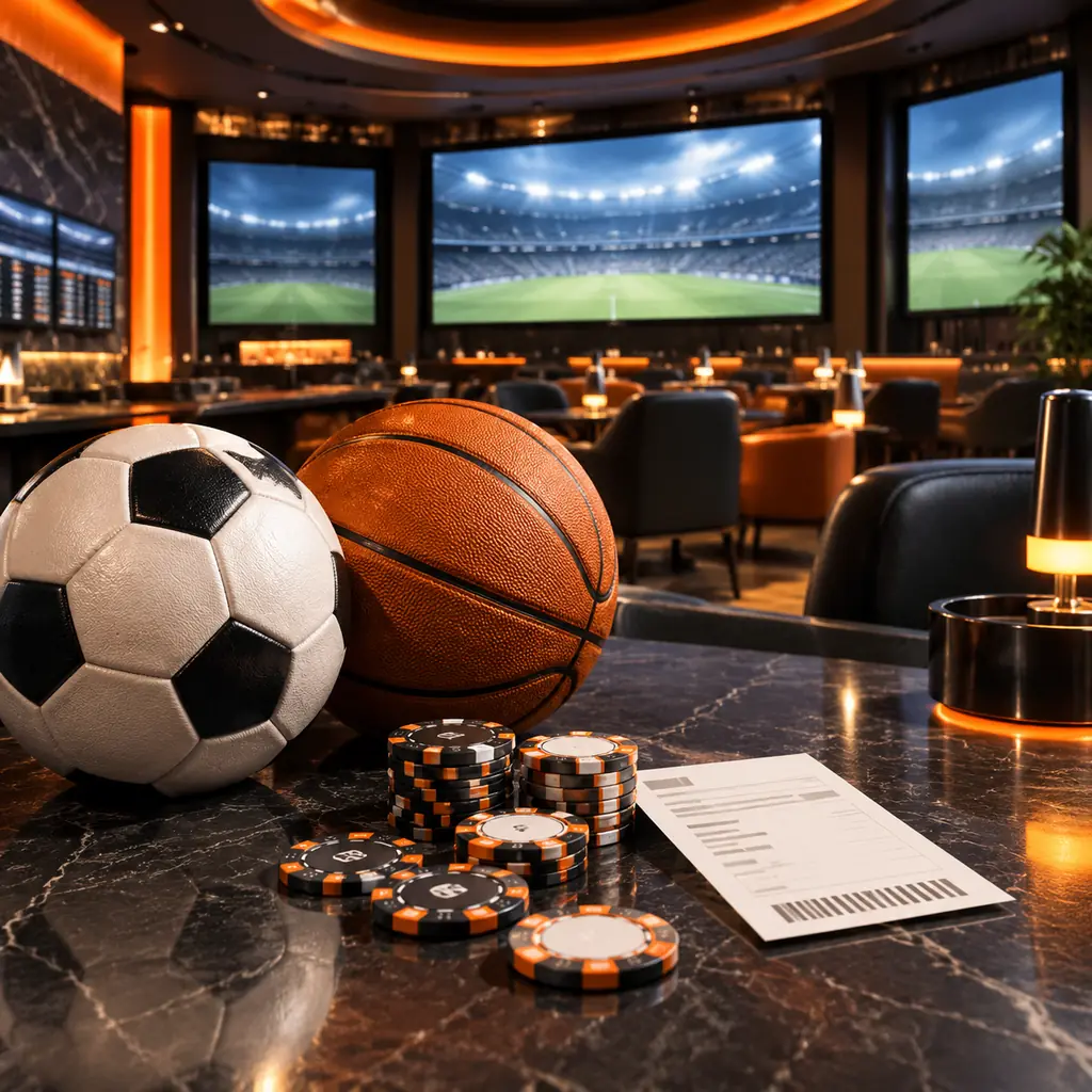 Bola sepak dan bola basket di lounge sportsbook kasino